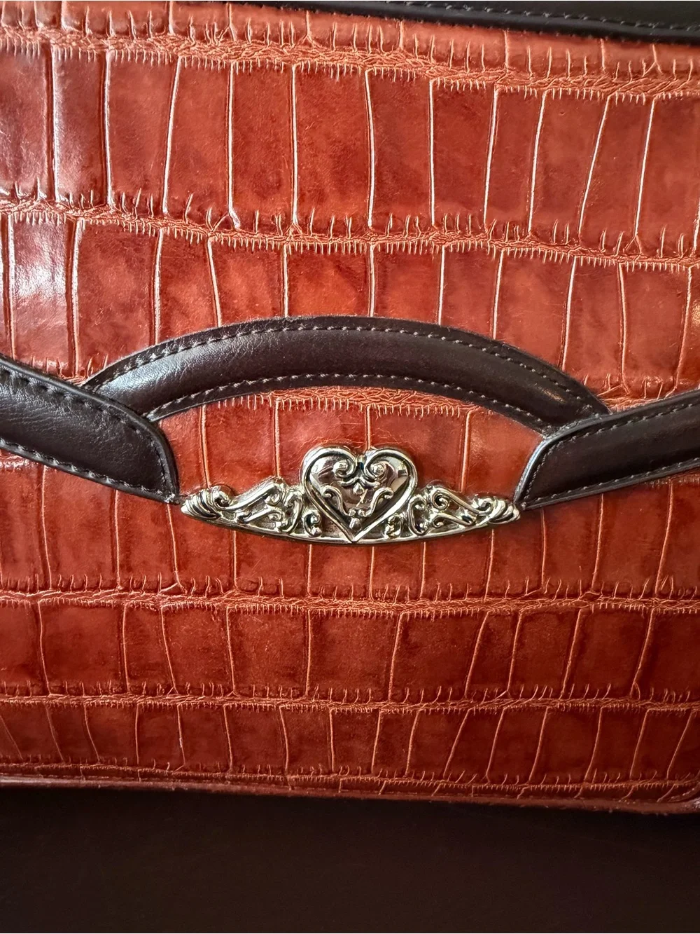 Marc Chantel Vintage Briefcase Attaché Crocodile Embossed Leather